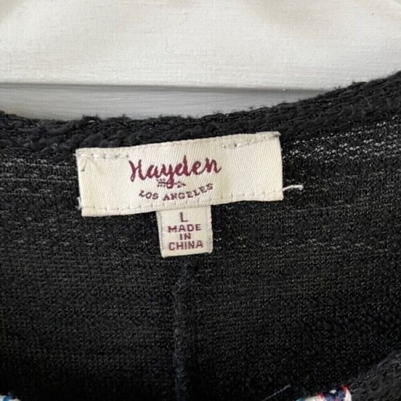 Hayden LA Cold Shoulder Black Knit Boho Bell Sleeve Dress Tunic Size Large - Picture 7 of 7